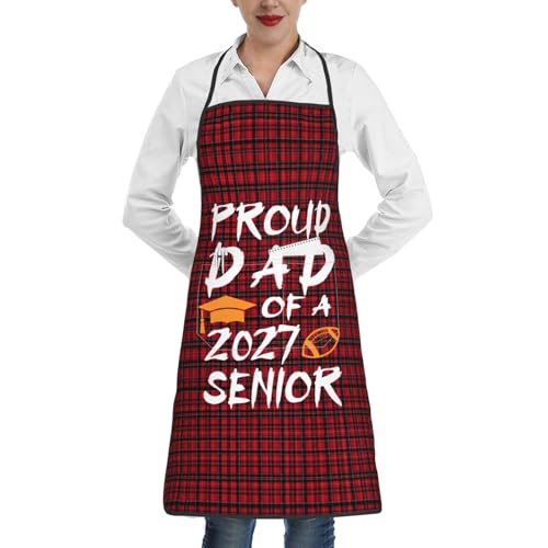 nopicsn Proud Dad of a 2027 Senior Class of 2027 Apron for cooking with Pockets Women Men Kitchen Chef Funny Aprons