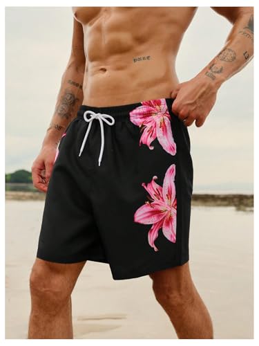 MakeMeChic Men's Swim Trunks Floral Swim Shorts Beach Board Shorts Swimwear4