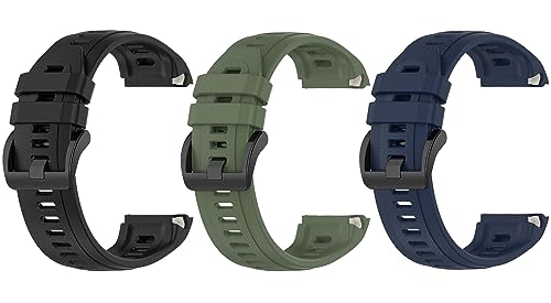 for GARMIN(ガーミン) Approach S70 47mm バンド 交換バンド 3点セット ベルト シリコン 互換品 替えバンド 交換ベルト ストラップ アクセサリー (ブラック+アーミーグリーン+ミッドナイトブルー)