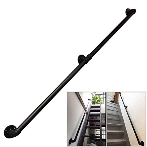 LDTTYRC Kit corrimano per Scale, ringhiera per Scale Vintage industriali, staffe per ringhiera da 30 a 300 cm, corrimano Contro Il Muro, Scale Interne ed Esterne, 90 cm (3 Piedi)