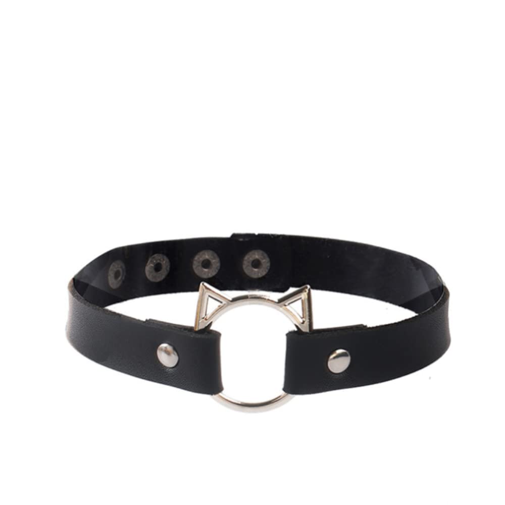 Lolita PU Leather Necklace Cute Maid Cat Choker Collar For Girls For Women