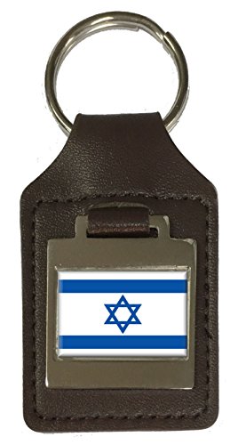 Porte-clés en cuir gravé drapeau israël pour vos clés de voiture
