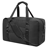 Foldable Travel Duffle Bag, Airlines Approved Carry On Bag Weekender Overnight Bag for Men Women, 40L (Black)