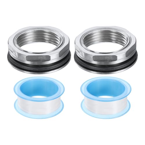 QUARKZMAN 2pz Raccordo a Parete 1 Femmina Acciaio Inossidabile 304 Connettore Serbatoio Acqua Adattatore Serbatoio Acqua Raccordo a Tubo con Nastro Tenuta per Serbatoio Acqua Vasca