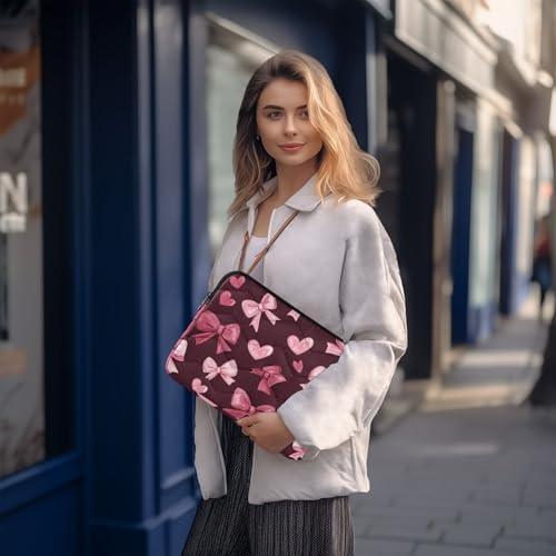 Funda para portátil slim 15,6" con lazos rosas sobre negro miniatura 7