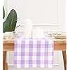 PurpleEssences Buffalo Plaid Table Runner 14 x 108 inch Classic Farmhouse 100 Cotton Checkered Table Runner Spring Summer Easter Lavender and White