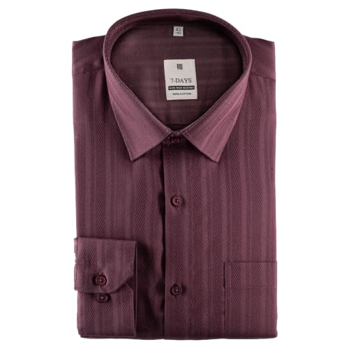Image of 7-DAYS Premium Men's Formal Shirts - Cotton, Self-Design, Full Sleeve, Regular Fit, with Pocket, Stylish Office Shirts for Men