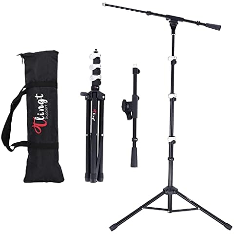 Mic Stand, Portable Microphone Boom Stand with Telescopic Boom Arm, Deluxe Waterproof Protection Bag by Tlingt Support Cover