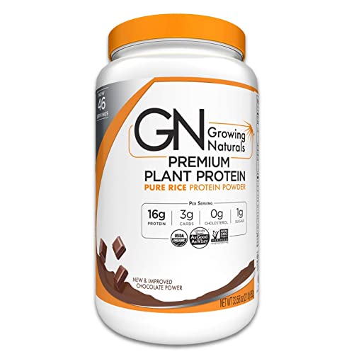 Growing Naturals Organic Rice Protein Powder, 952 Gram, Brown, Chocolate, 2.1 Pound, 33.6 Oz Growing Naturals Organic Rice Protein Powder, 952 Gram, Brown, Chocolate, 2.1 Pound, 33.6 Oz