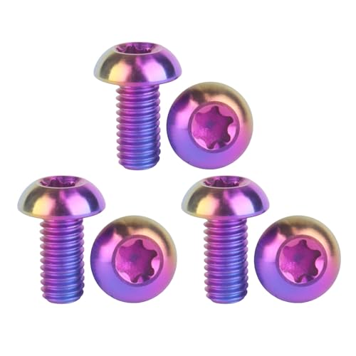 Image of 6PCS Titanium Bike Screw M5x10mm Bicycle Disc Brakes Rotor Bolts Torx T25 Head (Candy Colors)