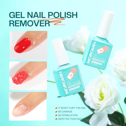 Morovan Gel Nail Polish Remover Kit: Professional Gel Polish Remover for Nails Quick & Easy Gel Polish Remover Set in 3 Minutes No Need Soaking or Wrapping 2 Packs