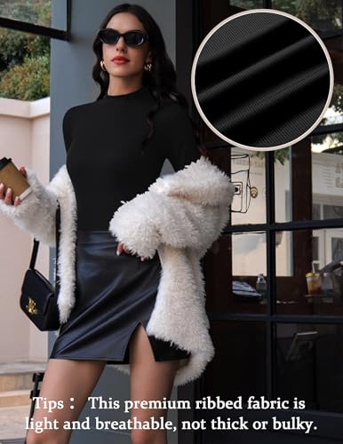 Ekouaer 3 Pack Mock Turtlenecks Tops for Women Long Sleeve Ribbed Shirts Thermal Slim Fit Lightweight Undershirts S-XXL2