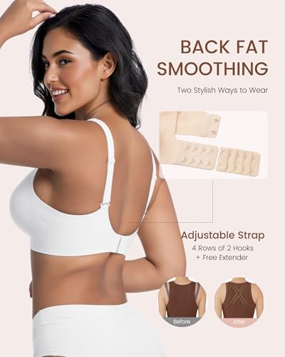 Image of Vinfact Deep V Mesh Bras for Women No Underwire Buttery Soft Wireless Bras Lightly Support Seamless Bralettes