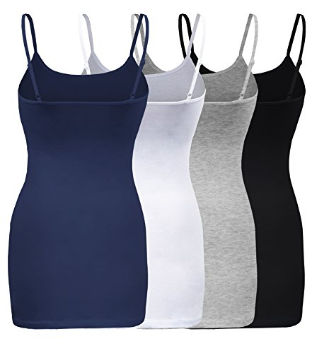 ShezPretty 4 Pack - Women's Basic Cami with Adjustable Spaghetti Straps Tank Top2