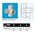 1CAMO 4-Way Tee PVC Fittings, SCH 40, White - 1 Inch PVC Elbow Fittings PVC Pipe Connectors - Build Heavy Duty Furniture with 1 Inch PVC Pipe (4 Pack)