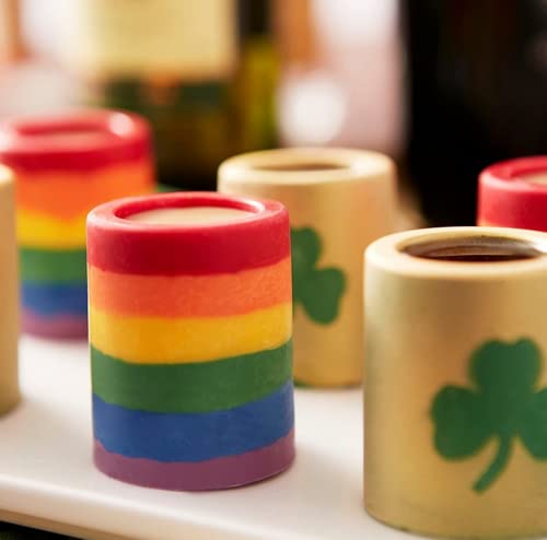 Dd-Life 4 Pcs 4-Cavity Ice Cubist Ice Shot Glass Molds Round Shot Glass Silicone Mold(Red） #TOP3