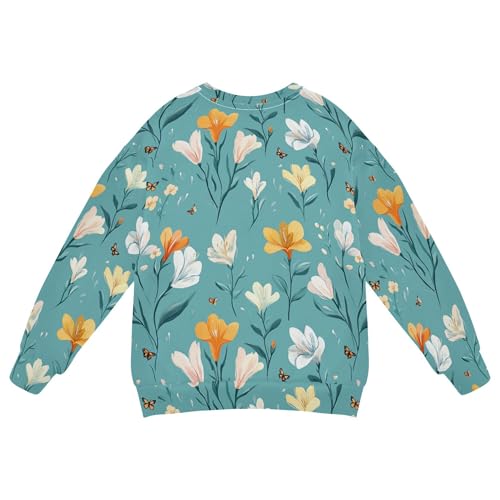 JUNZAN Cute Freesia Turquoise Kids Girls Hoodie Sweatshirt Long Sleeve Kids Hoodies Boys Athletic 4T2