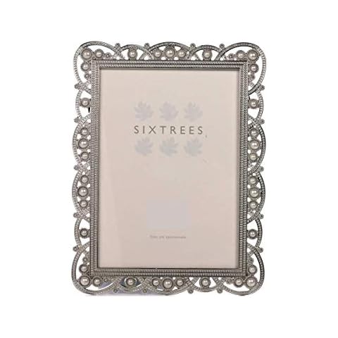 Antique Vintage and Shabby Chic Style silver metal photo frame with beads and crystals for a 7" x 5" (178 x 127mm) picture -Louisa by Sixtrees Cover