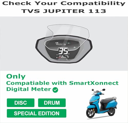 Image of OHAYO Screen Protector for TVS Jupiter 113 2025 Facelift with Button | Compatible with SMARTXONNECT Disc & SMARTXONNECT Drum Variants | TFT Meter Display Instrument Cluster Console Protection Film | 9H Hardness Military-Grade Scratch Resistant | HD Clear | Bubble-Free | Water Repellent | Not Tempered Glass