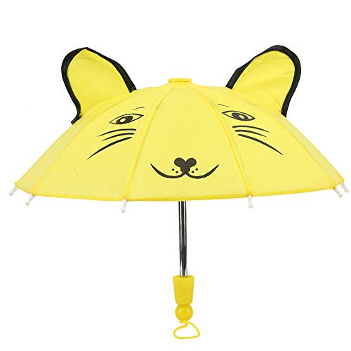 Parapluie de Poupée, 3 Couleurs Poupée Jouet Décoration Accessoire Parapluie Mini Mignon Forme D'animal Poupée Parapluie avec Oreilles pour 18in Jouet Bébé Poupée Cadeau[B884 jaune]Nuisettes babydolls Cover