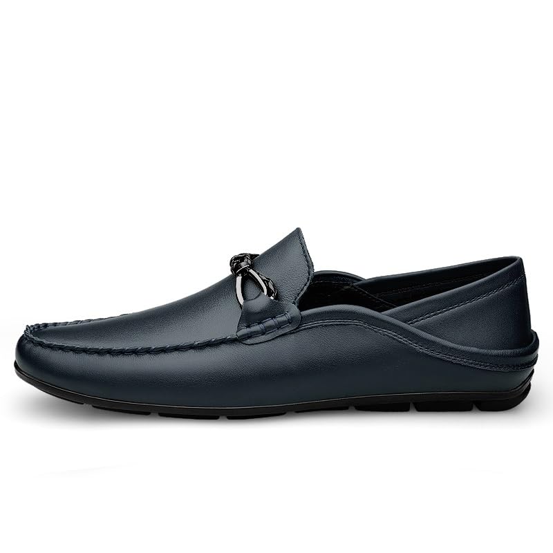 Men's Loafers Round Toe Leather Solid Color Penny Loafers Flat Heel Slip Resistant Flexible Outdoor Slip-ons3