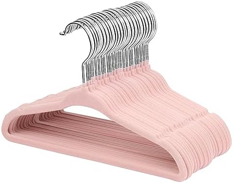 ManGotree 28 cm rutschfeste Baby-Kleiderbügel aus Samt 30 Stück Hellrosa | Rutschfeste Kleinkind-Kleiderbügel, platzsparende Kleiderbügel aus Filz mit 360° drehbarem Haken für Kind