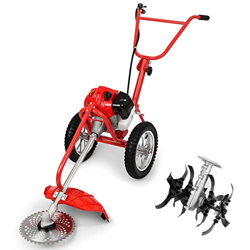 WQZzjm Cortadora de césped, pequeña desbrozadora Multifuncional de Gasolina con Operador a pie, escarificadora de 42,7 CC, para el hogar, con Motor de Gasolina de 1600 W.