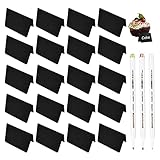 Swetup Mini Kreidetafel zum Beschriften, 20 Stück Mini Tafel Set, Kreidetafel Schilder Klein, Mini Tafel Schilder Set Holz Namensschild Preisschilder Tischdeko mit 3 Stift für Buffet Schilder Hochzeit