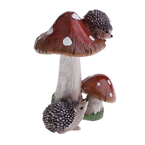 Resin Mushroom With Animal Ornament Fairy Garden Mushroom Garden Pots Decoration Pottery Ornament For Diy Dollhouse Potting Shed Flowerpot Plants Statue - Hedgehog Brown Mushroom #TOP4