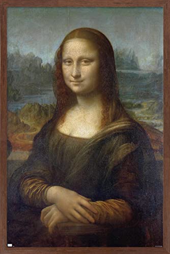 Trends International Mona Lisa by Leonardo da Vinci Wall Poster, 22.375" x 34", Mahogany Framed Version