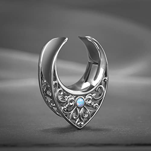 Erkuoo 2Pcs Floral Saddle Tunnels Plugs Hangers Open Saddle Ear Gauges Piercing Stretchers Expander Reverse Saddle Gauges Piercing Body Jewelry 1"(25Mm) #TOP1