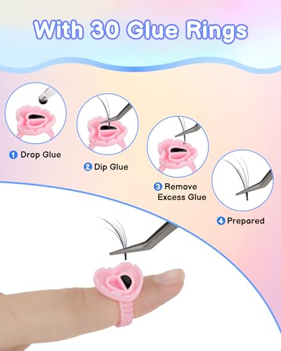 JroyJoy 6 Rolls Lash Tape & 30 Glue Rings for Eyelash Extension, Adhesive Eyelash Tape, Breathable Micropore Fabric Tape for Lashes Extension, Total 60 Yards (Blue) - Image 5