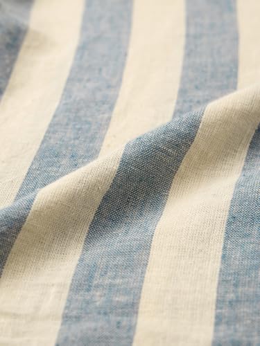 Image of The Souled Store Cotton Linen Stripes: Ashen Men and Boys Long Sleeve Spread Collar Button Front Green Striped Regular Fit Easy to Dress Officewear Casual Cotton Linen Shirts