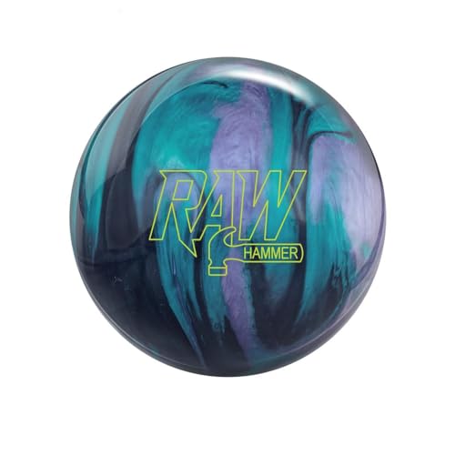Bowlerstore Products Hammer PRE-DRILLED Raw Hammer Bowling Ball - Black/Purple/Teal Pearl 16lbs