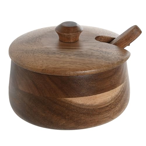 MGE - Zuccheriera Legno - Saliera con Coperchio - Portaspezie Legno - Zuccheriera - Contenitore per Condimento in Legno - Contenitore per Sale per Spezie