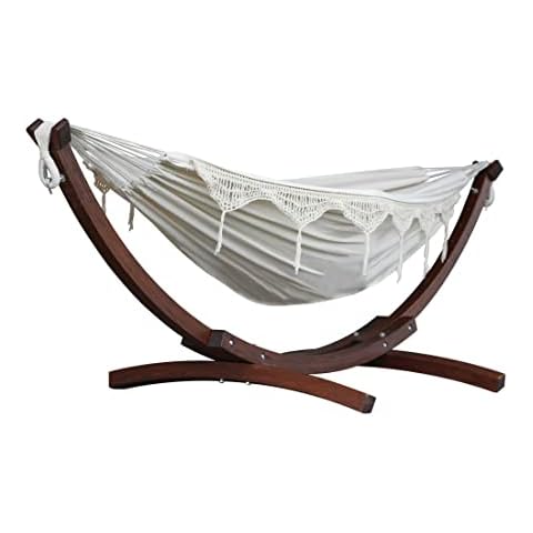 Hamacas Vivere C8SPCT de algodón doble con madera de pino maciza Arc función atril - Natural Cover