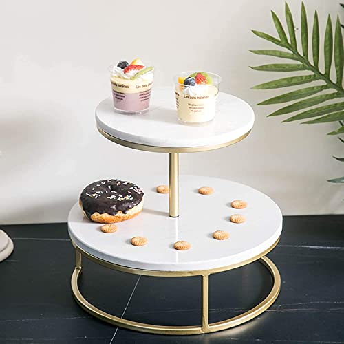 Soporte redondo para tartas de mármol dorado de metal, bandeja para servir postres, cupcakes, pedestal para bodas, fiestas de escritorio