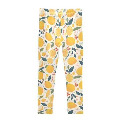 KLL Citrus Floral Colorful Lemons Girls Basic Leggings Stretch Full Length Dance Pants Sports2