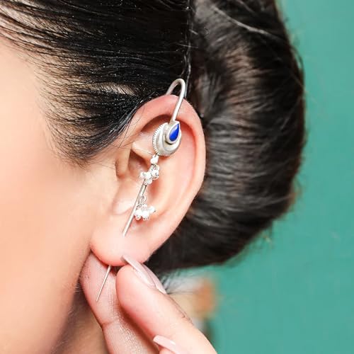 UNNIYARCHA-Silver-Lapis-EARCUFF-Earring-for-Women-Pure-Silver-925-Sterling-Silver-Jewellery-with-Certificate-of-Authenticity-925-Earrings-for-Women-Silver