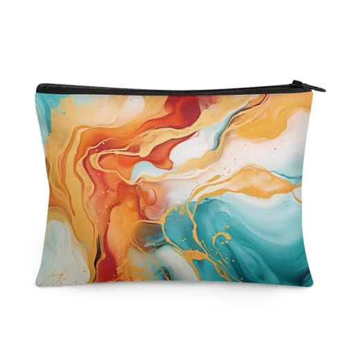 Flashideas Marble Print Makeup Bag for Purse Travel Cosmetic Bag Makeup Pouch Easy to Take Portable Versatile Zipper Pouch For Women Birthday Gifts for Sisters Friend
