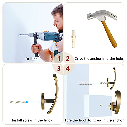 Furge 4 Pieces Curtain Holdback,Wall Mounted Hooks Drapery Tiebacks With Screws Metal Decorative Curtain Holdbacks Decorative Window Drapery Holder Curtain Hooks (Bronze) #TOP3