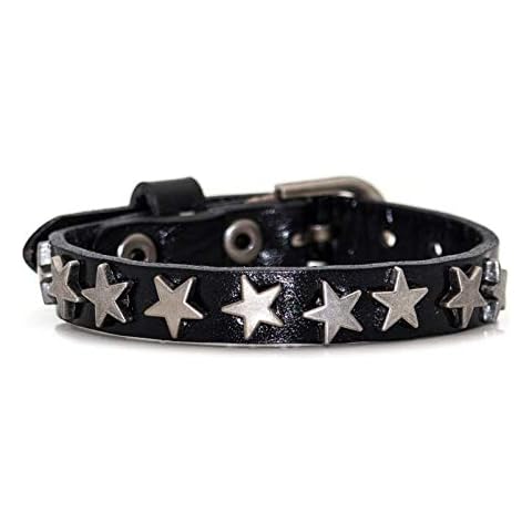 Mgutillart Punk Vintage Alloy Belt Buckle Bracelet Star Leather Cuff Bracelet(Black) Cover