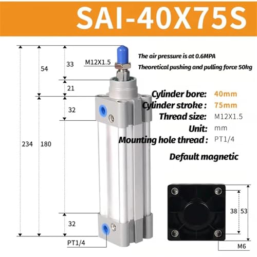 Vérin pneumatique SAI32X100S double effet corps aluminium - 3