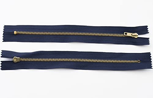 AERZETIX - C61315-2er-Set nicht trennbare Reißverschlüsse 20 cm aus metall - zipper - Farbe dunkelblau - nähzubehör lederwaren etuis röcke kleider hosen kurzwaren