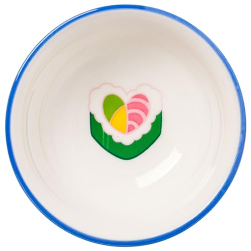 Image of Silver Buffalo Care Bears Featuring Grumpy, Tenderheart, and Friend Bear Ramen Blue Ceramic Sushi Set with Dipping Sauce Dish and Matching Chopsticks