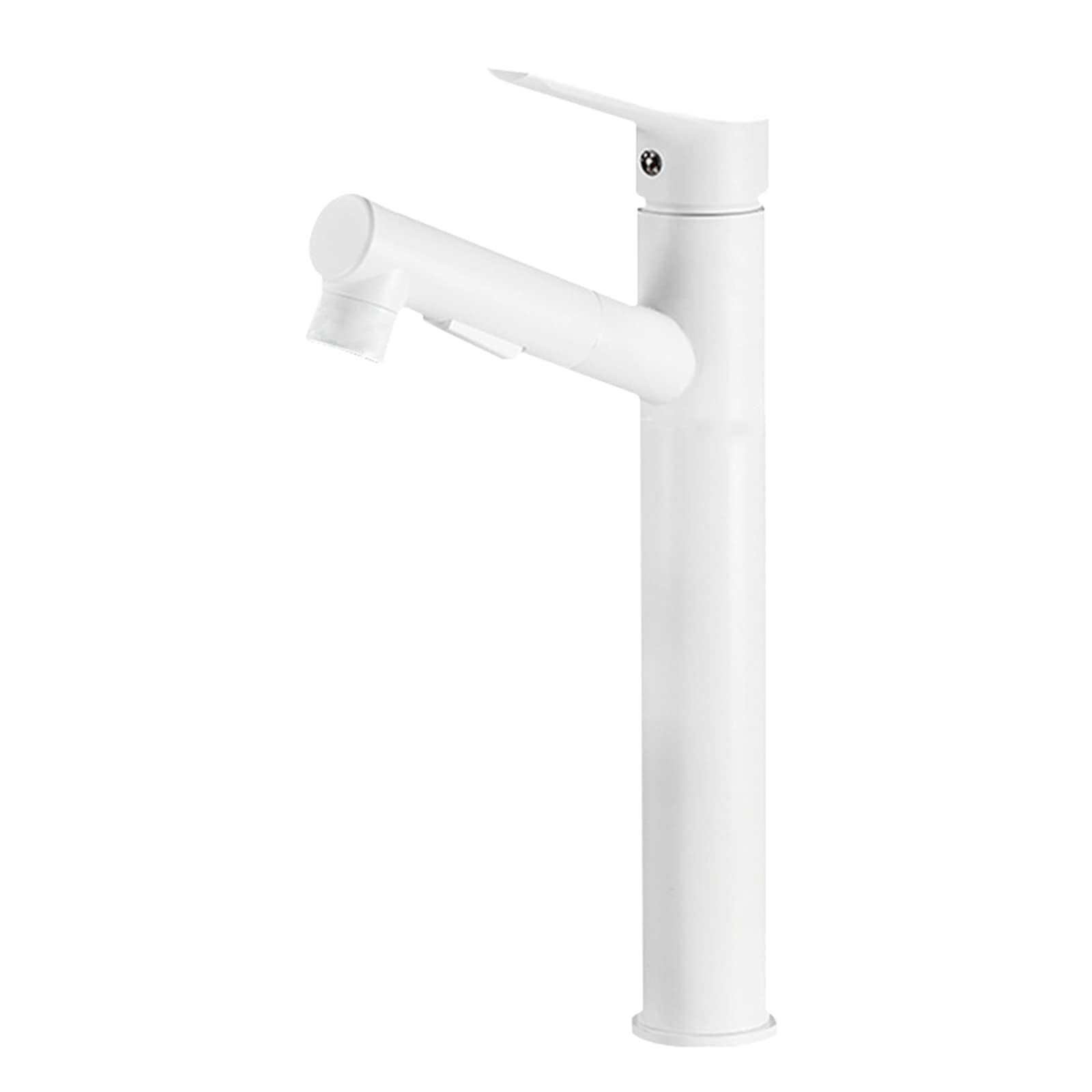 Mitigeur de lavabo pivotant blanc grand modèle avec douchette extractible pour salle de bain