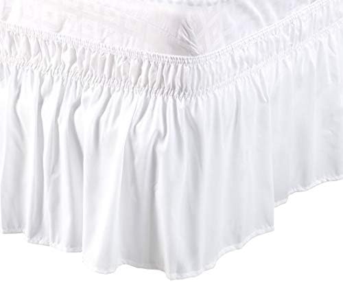 PiccoCasa Elasticated Bed Skirt Ruffled Bed Base Wrap Around Bed Valance Sheet, Brushed Microfiber Bedding Sheet Frame with 38cm Ruffle (Double, Beige)
