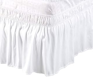 PiccoCasa Elasticated Bed Skirt Ruffled Bed Base Wrap Around Bed Valance Sheet, Brushed Microfiber Bedding Sheet Frame with 38cm Ruffle (Double, Beige)