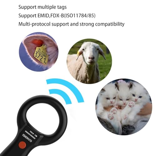 ISENVO Scanner de microchip, leitor de microchip de animais de estimação, coelho, cão, gatos, recarr