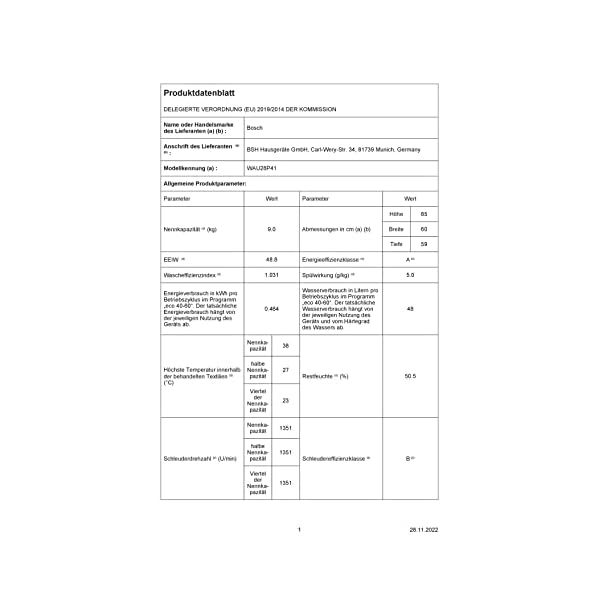 Bosch WAU28P41 Serie 6 Waschmaschine Frontlader/A / 46 kWh/100 Waschzyklen / 1400 UpM / 9 kg/weiß/i-DOS/Home Connect/EcoSilence Drive/Hygiene Plus – Bild 4